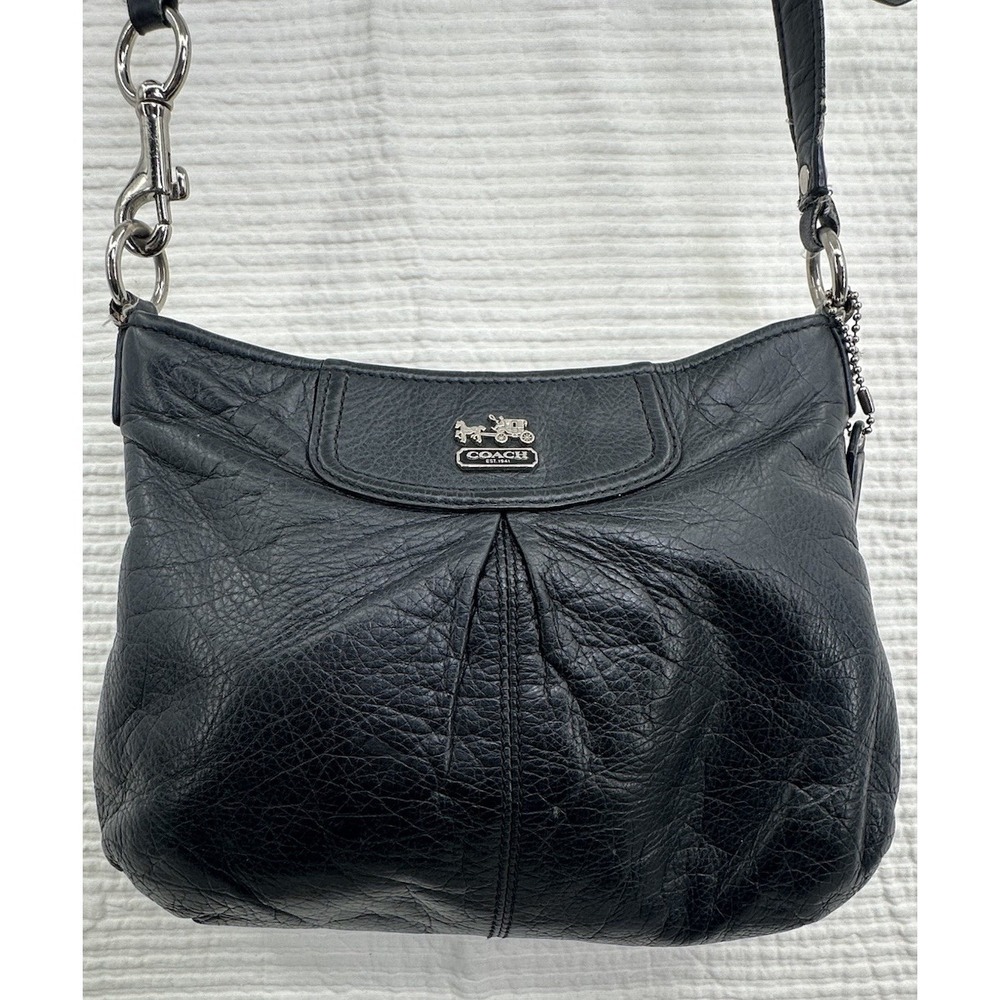 COACH Vintage Madison Gold & Black Leather Pebbled Crossbody Black Bag